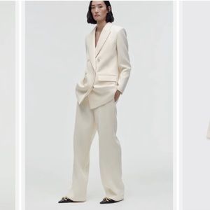 Zara longline white double breasted tuxedo style blazer jacket M